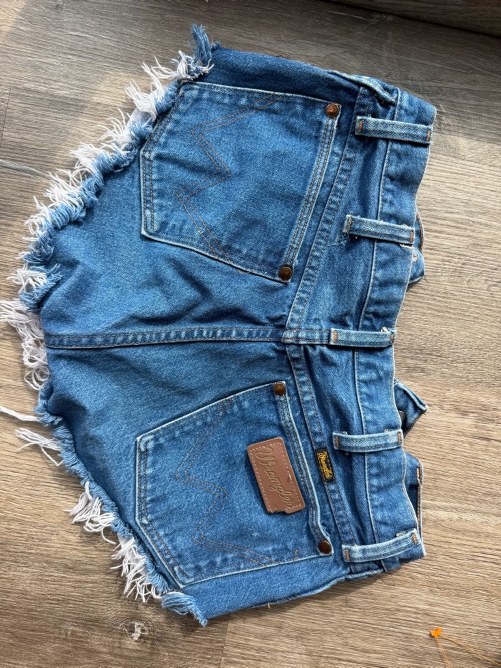 Wrangler Blue Frayed Hem Denim Shorts